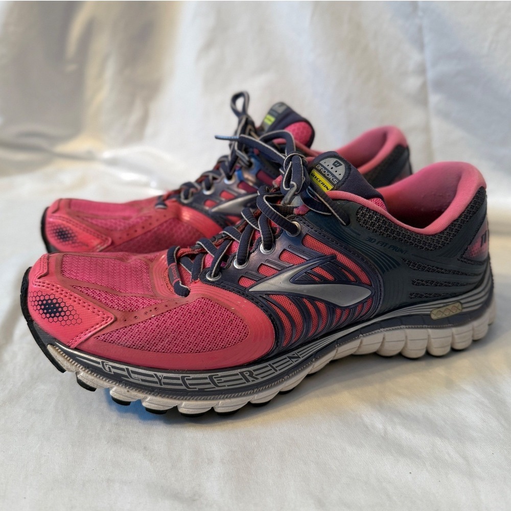 Brooks Glycerin 11 Mens 8 Pink Navy Blue Running Shoes 1201371B813 Low Top